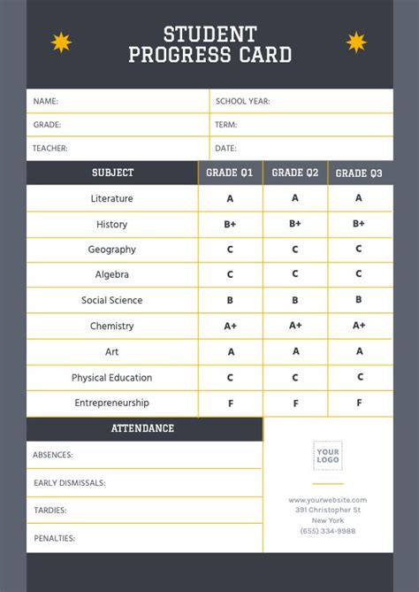 Customizable Student Report Card Templates .